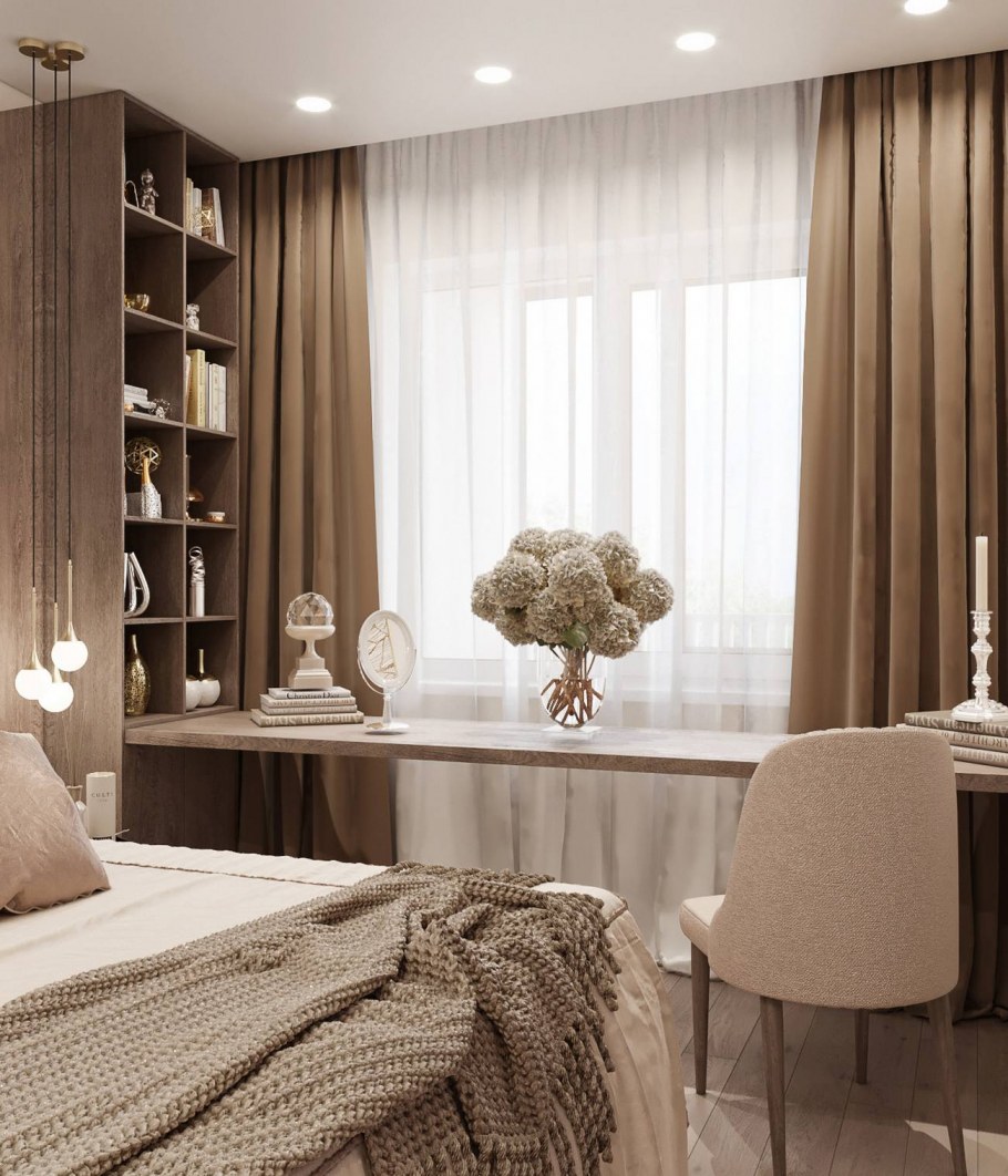 Спальня в бежевых тонах