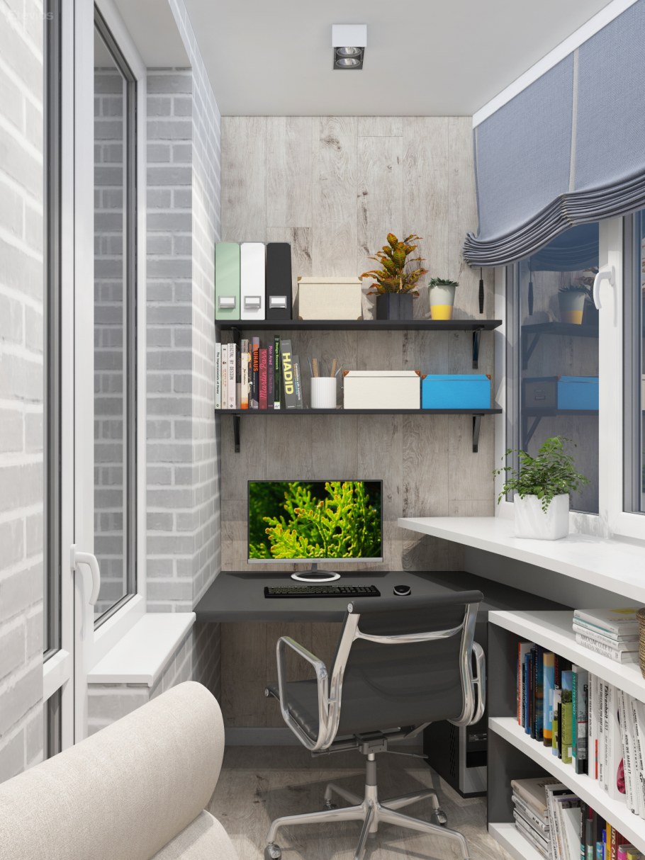 Серо бежевый балкон