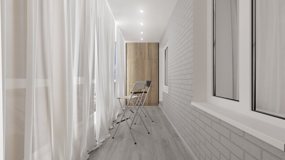 Серый кирпич на балконе