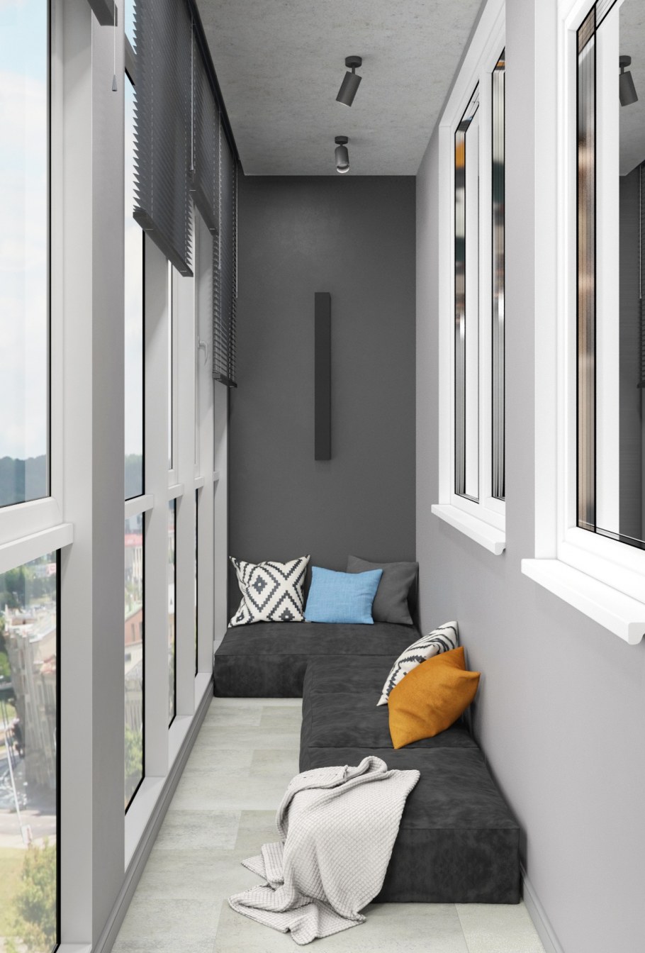 Лоджия в серых тонах