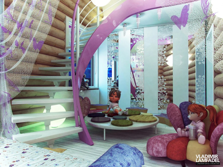 Дизайн интерьера комнаты в загородном доме для девочки 10 лет