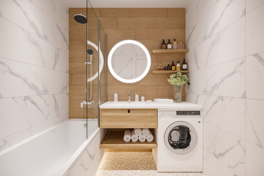 Постирочная с душевой кабиной