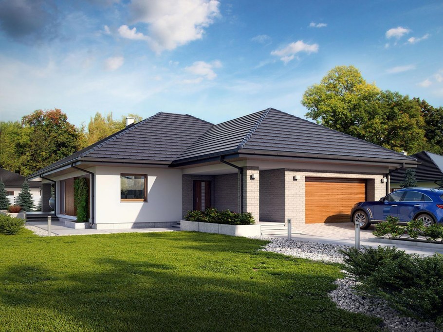 Одноэтажный дом с гаражом