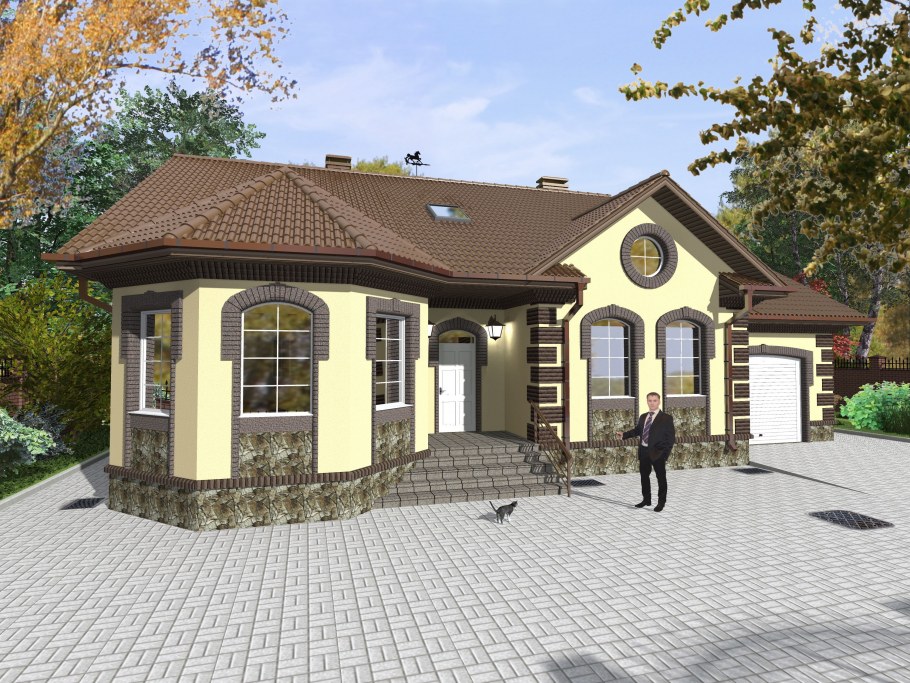 Красивые фасады одноэтажных домов