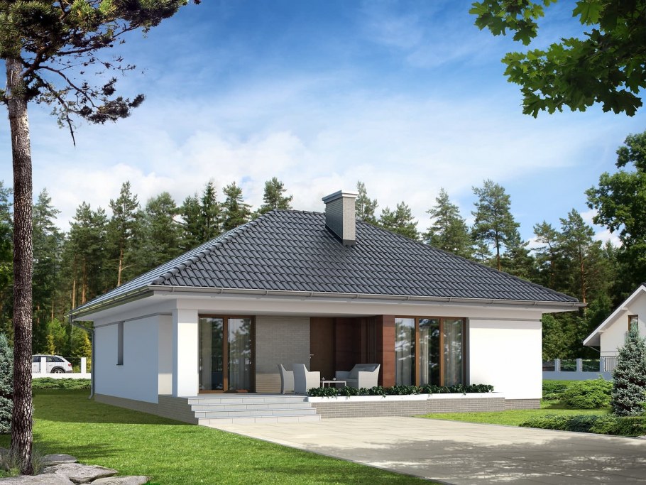 Проект z10 одноэтажный дом с террасой