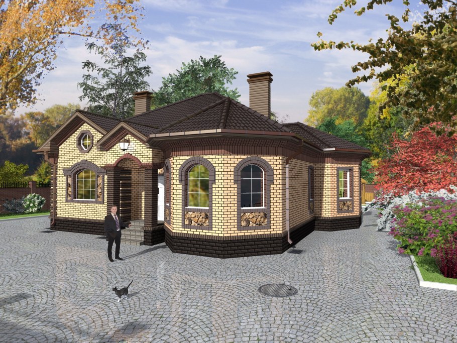 Одноэтажный дом с эрке