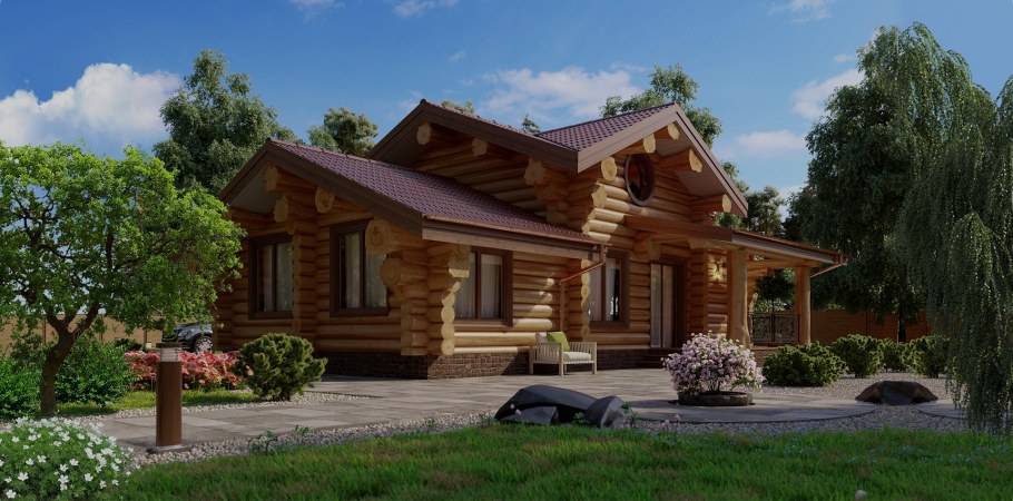 Дом из оцилиндрованного бревна 120 кв.м