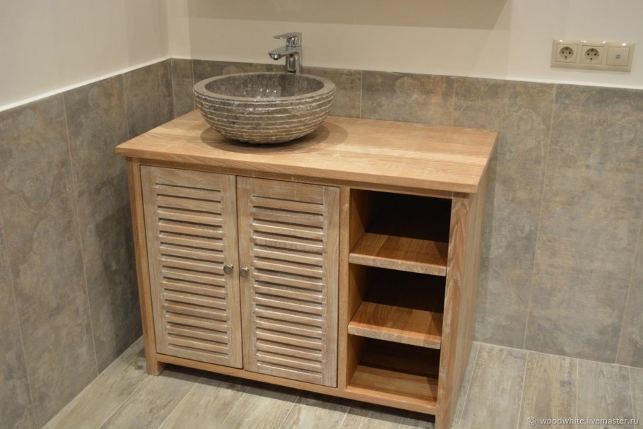 Тумба 100 с раковиной с жалюзийными дверцами