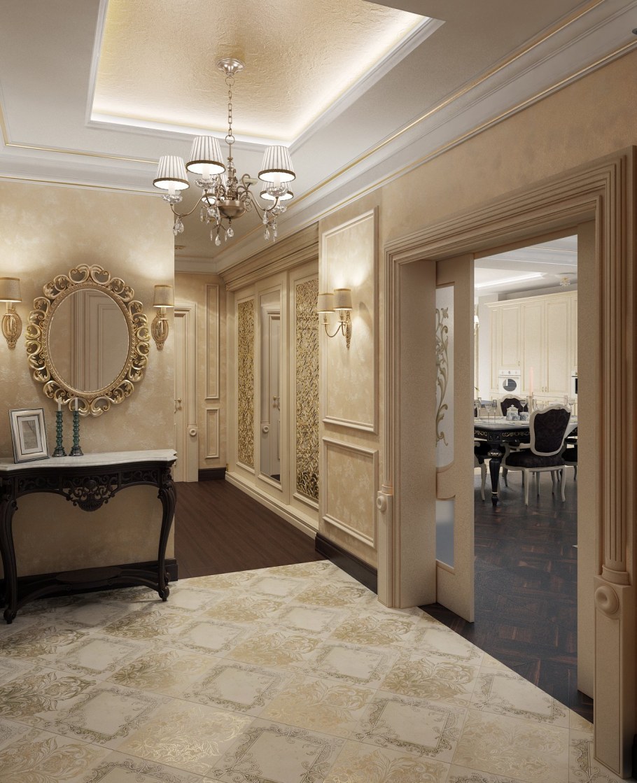 Интерьер холла в классическом стиле