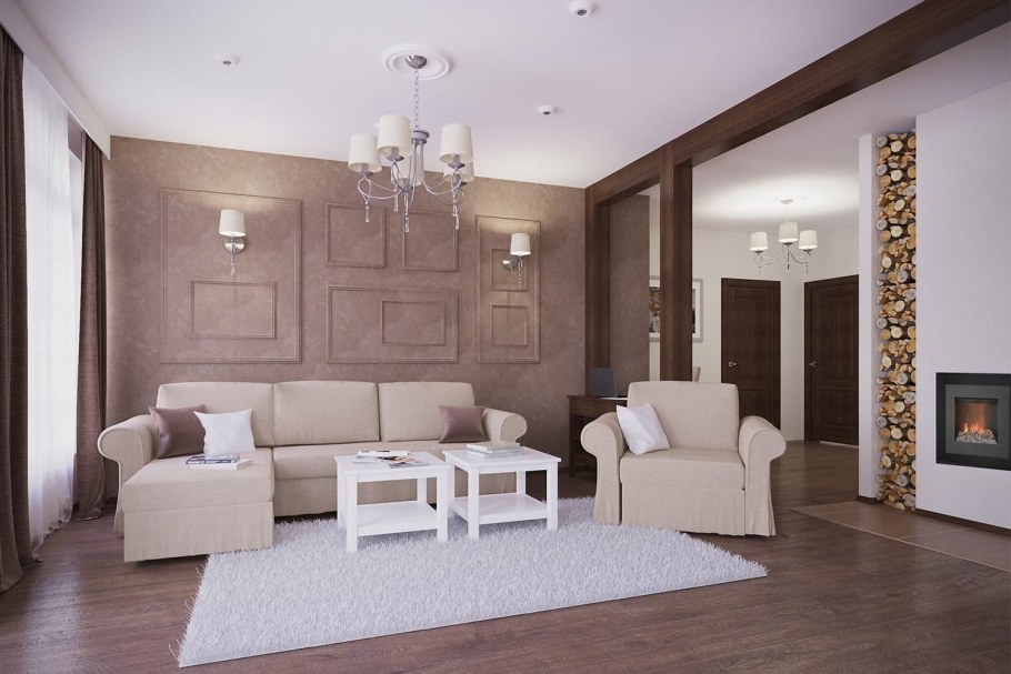 Гостиная в кофейном цвете