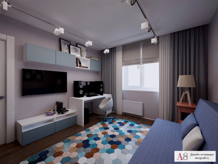 Прямоугольная комната для подростка