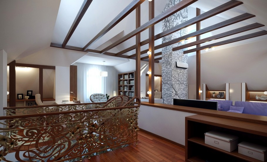 Спальня на мансарде в скандинавском стиле