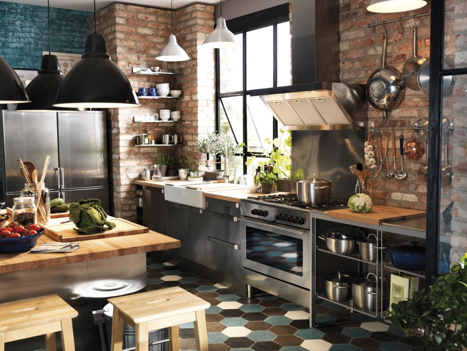 Деревянная кухня лофт