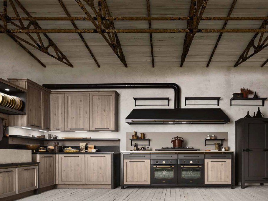 Кухонный гарнитур деревянный в стиле лофт