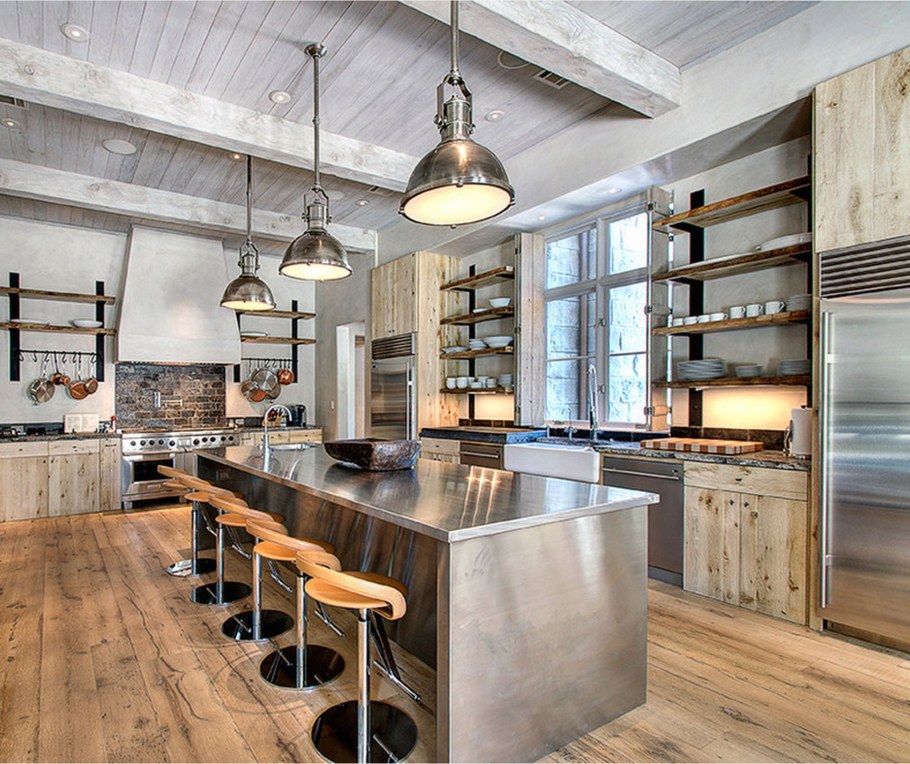 Кухня лофт металл дерево