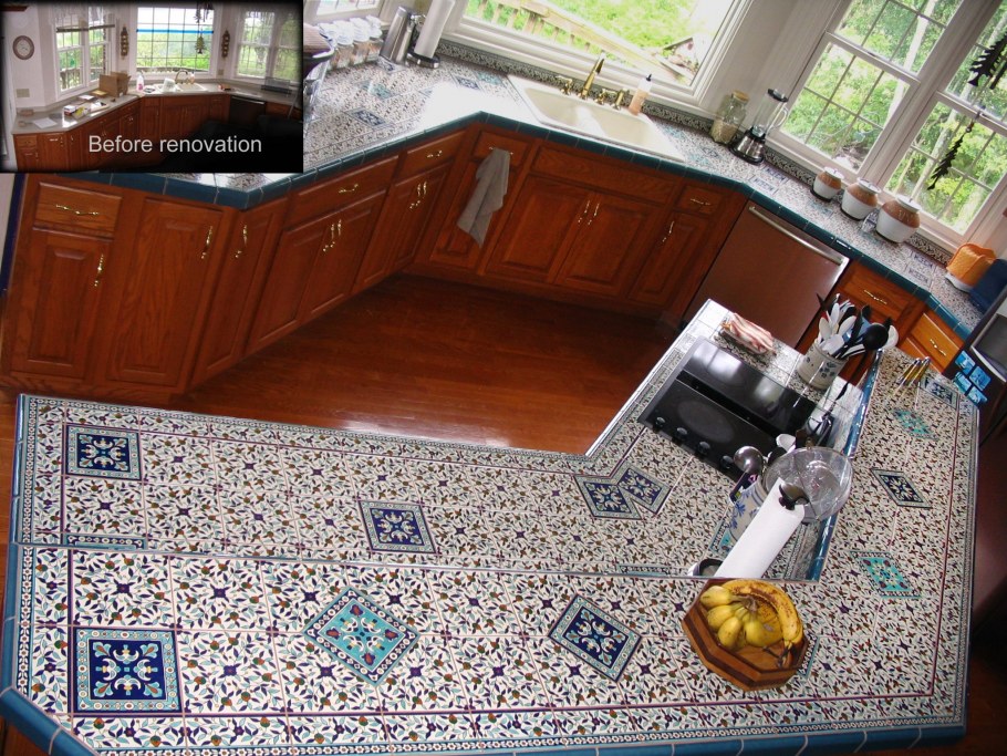 Столешница облицованная плиткой