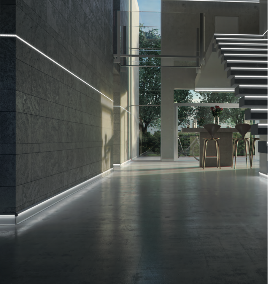 Плинтус алюминиевый напольный с подсветкой