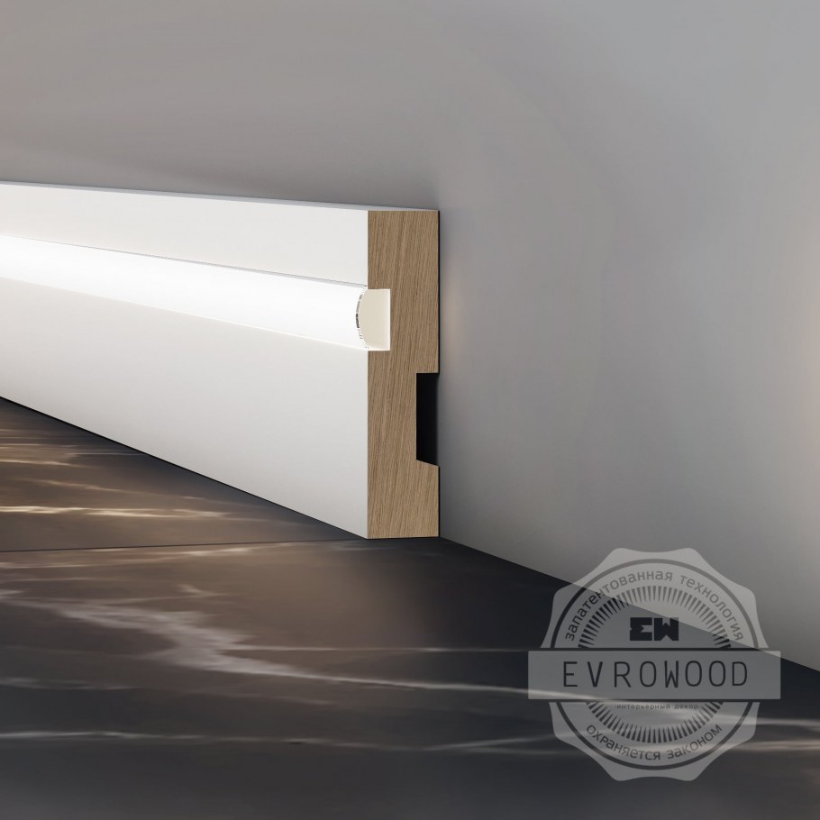 Напольный плинтус с подсветкой PN 021 led Евровуд