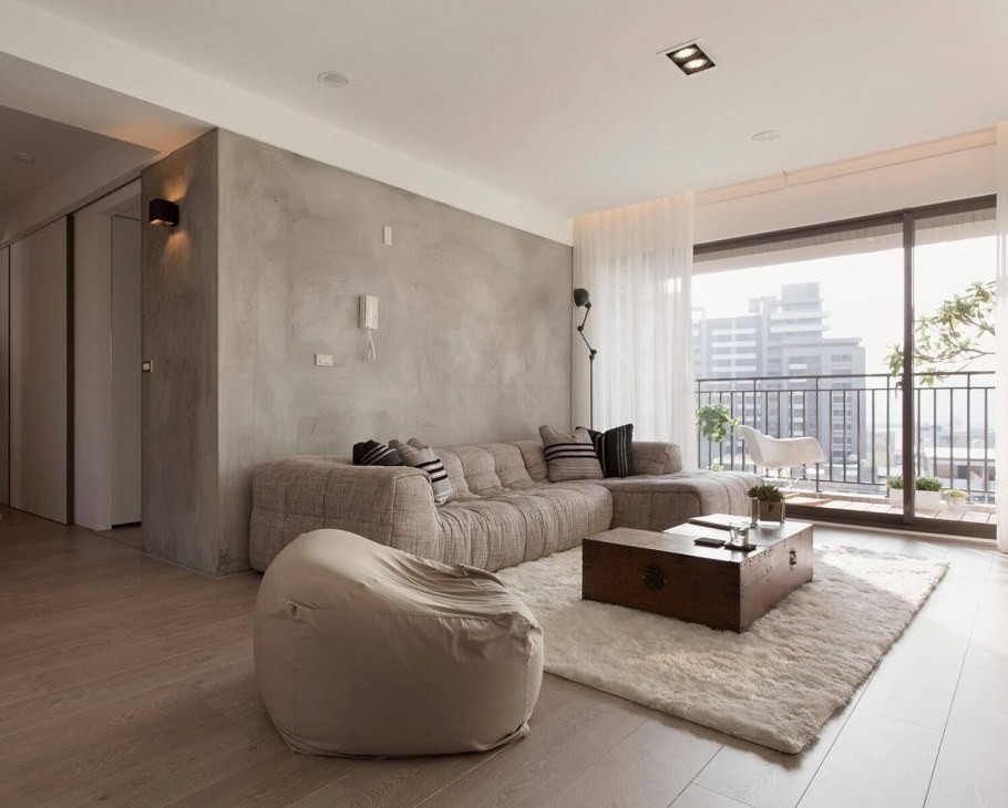 Гостиная с декоративной штукатуркой