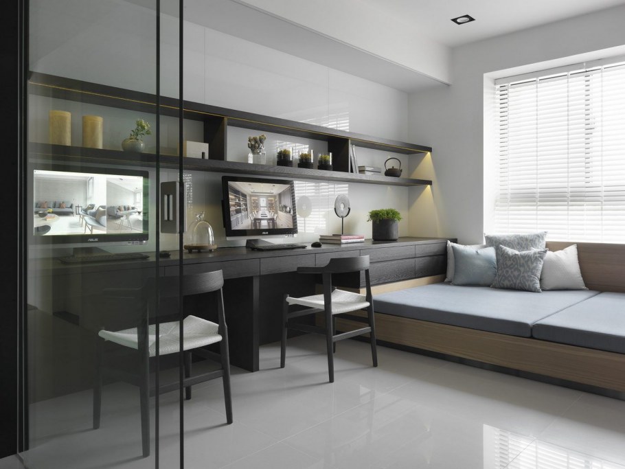 Спальня гостиная с рабочей зоной