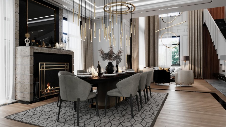 Одноэтажный дом с высокими потолками