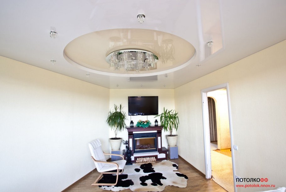 Двухуровневые натяжные потолки по зонам