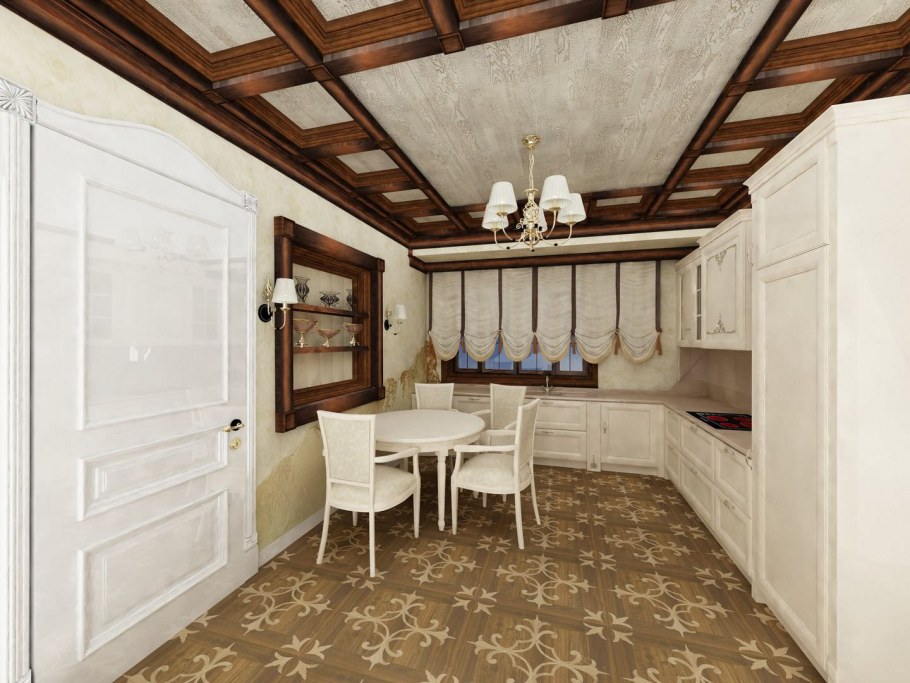 Кессонный потолок из дерева