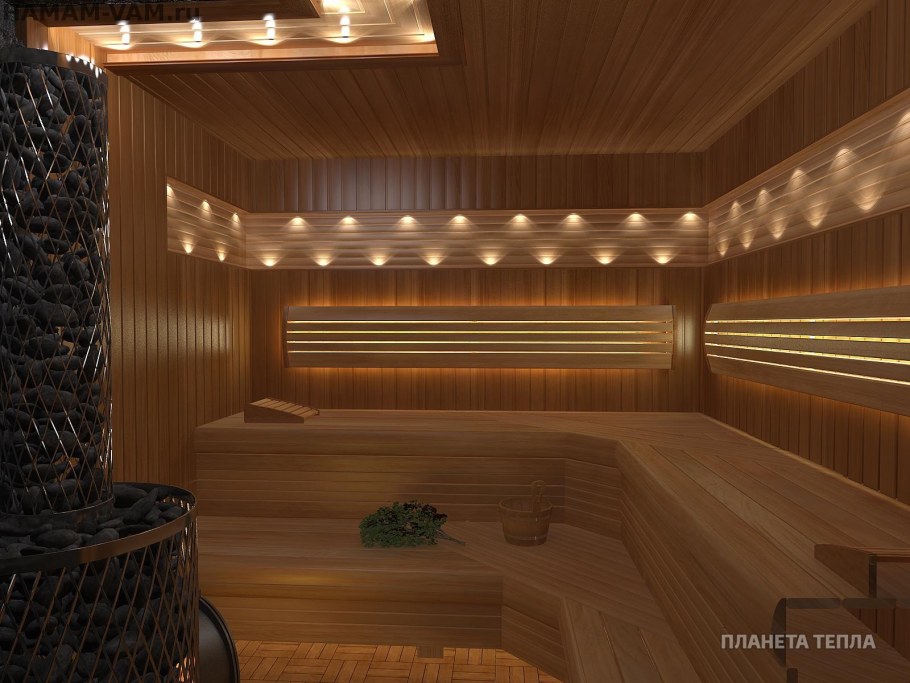 Дизайнерское освещение в парилке