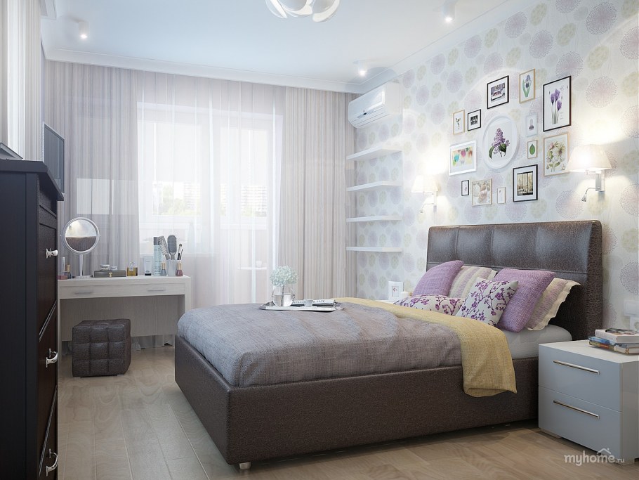 Серая спальня в хрущевке