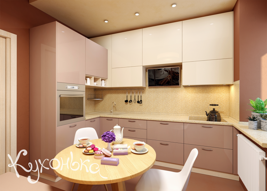 Кухни в пастельных кофейных тонах