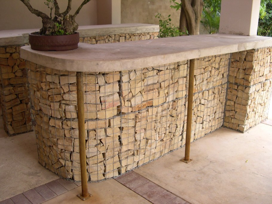 Indoor Fireplace in Gabions