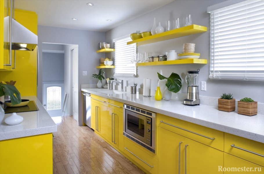 Желтая кухня в интерьере