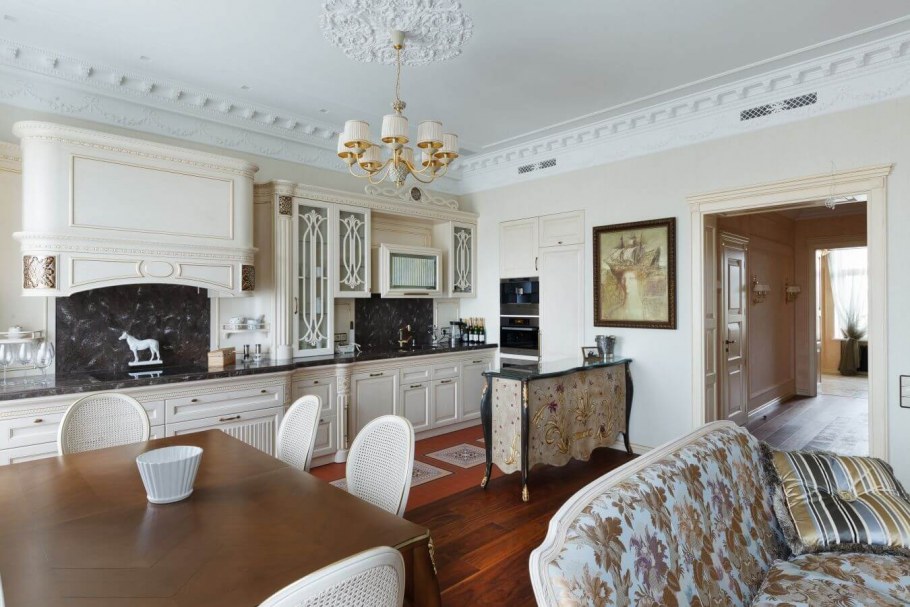 Кухня гостиная во французском стиле