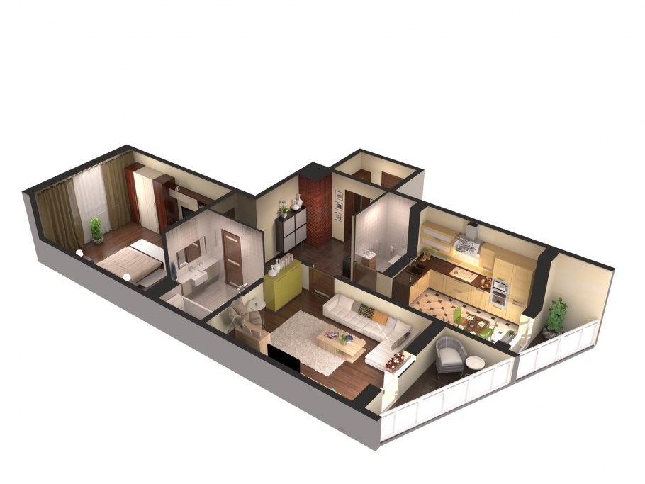 Планировка евро трешки