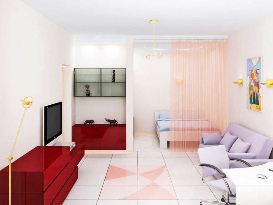 Комната с нишей в однокомнатной квартире