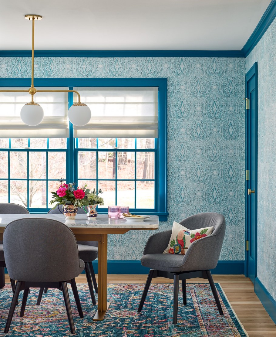 Бирюзовая комната интерьер столовой