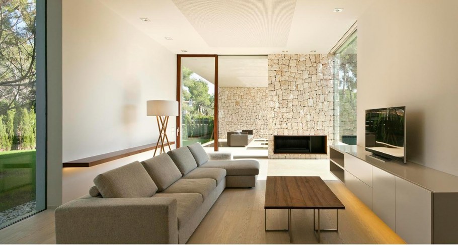 Интерьеры одноэтажных домов в современном стиле в светлых