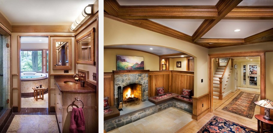 Двухэтажный дом с камином