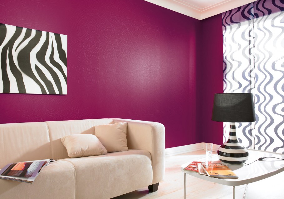 Гладкие обои под покраску в интерьере