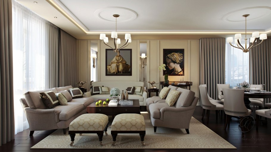 Интерьер гостиной арт деко