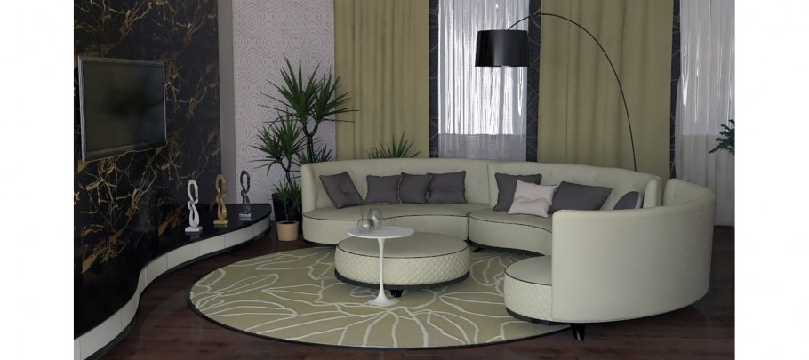 Модульный скругленный диван