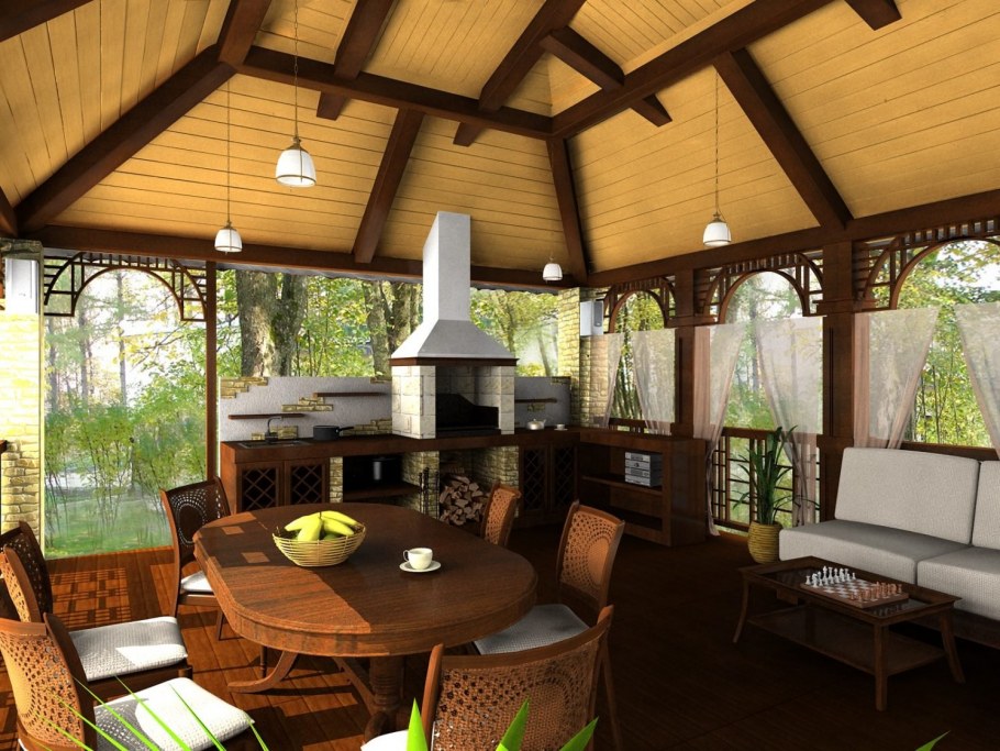 Летняя беседка с мангалом