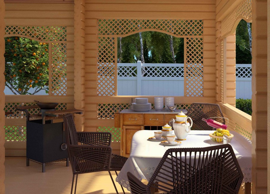 Интерьер деревянной беседки