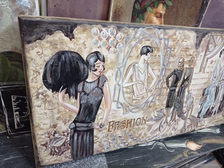 Арт деко деревянное панно на стену