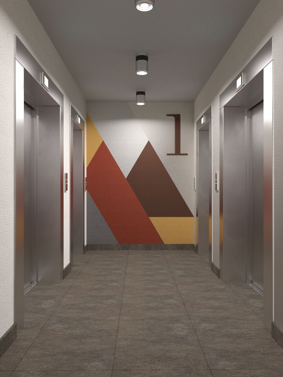 Серая лестница в интерьере