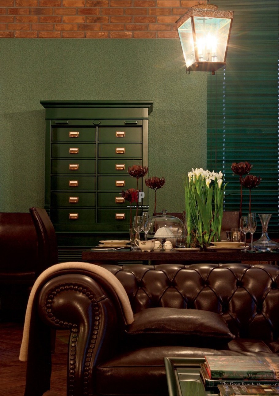 Болотный цвет в интерьере