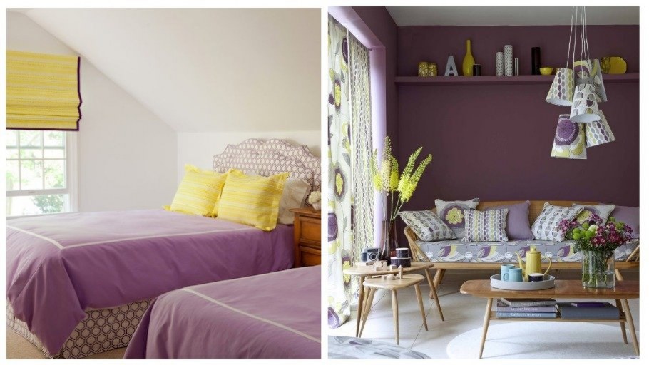 Фиолетовый и желтый в интерьере