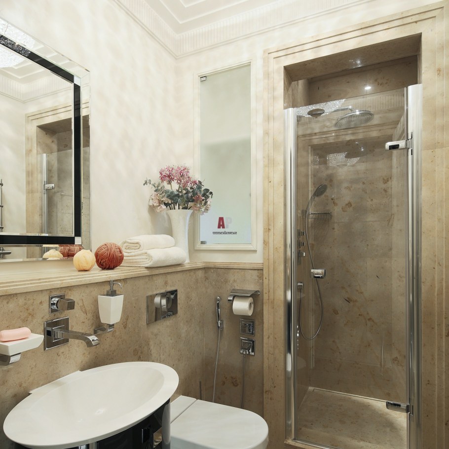 Ванна в стиле арт деко с душевой