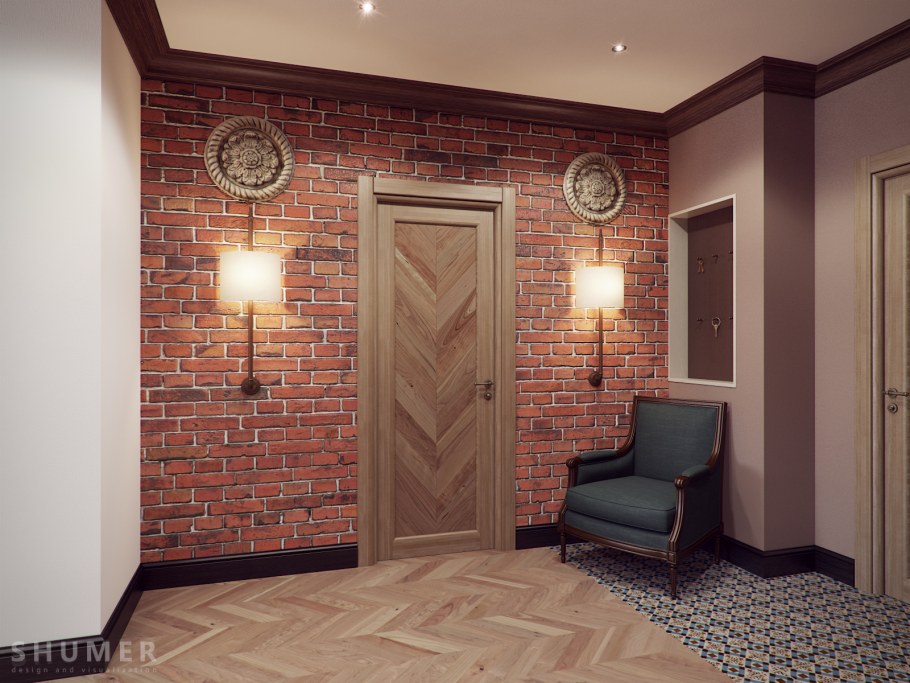 Kvadratnaya прихожая в стиле лофт