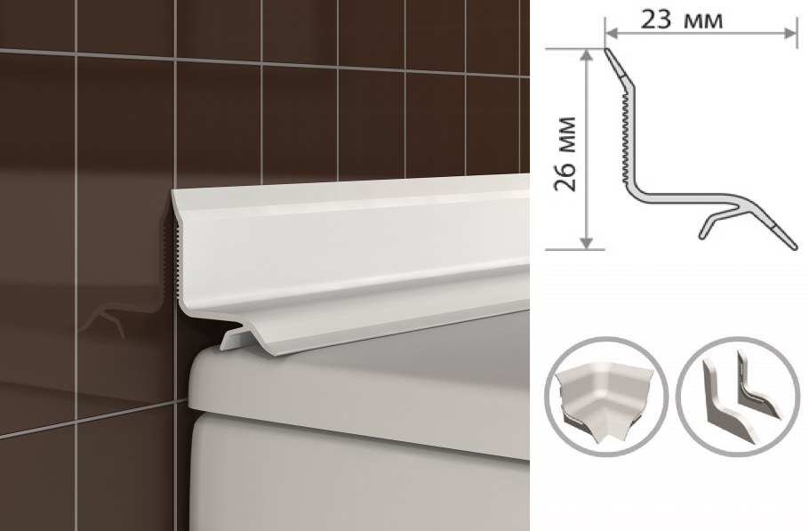 Бордюр на плитку для ванны 23мм 1.85м Грейс нп35